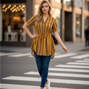 Striped Yellow Women's Top